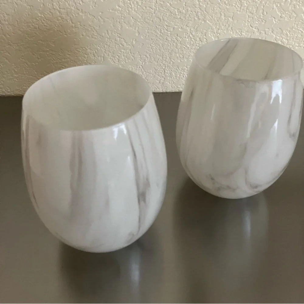 URBAN OUTFITTERS UO 18 oz Marble Stemless Wine Glass in Gray - Set Of 2